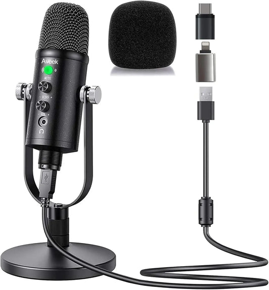 USB Kondensatormikrofon mit Mute-Taste & Rauschunterdrückung