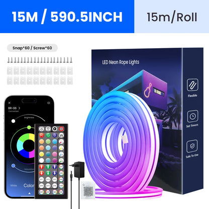 Flexible RGB Neon LED Seillichter mit App- & Fernbedienungssteuerung