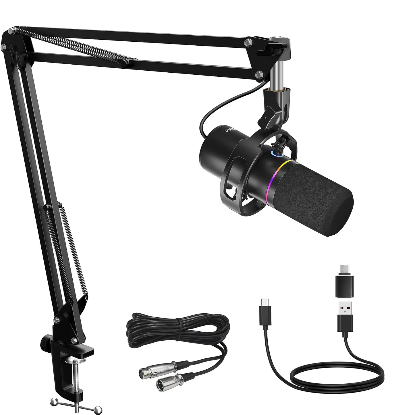 Dynamisches XLR/USB Mikrofon-Set mit RGB & Geräuschunterdrückung