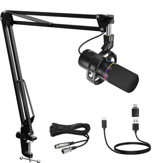 Dynamisches XLR/USB Mikrofon-Set mit RGB & Geräuschunterdrückung
