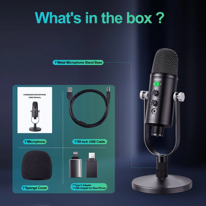 USB Kondensatormikrofon mit Mute-Taste & Rauschunterdrückung