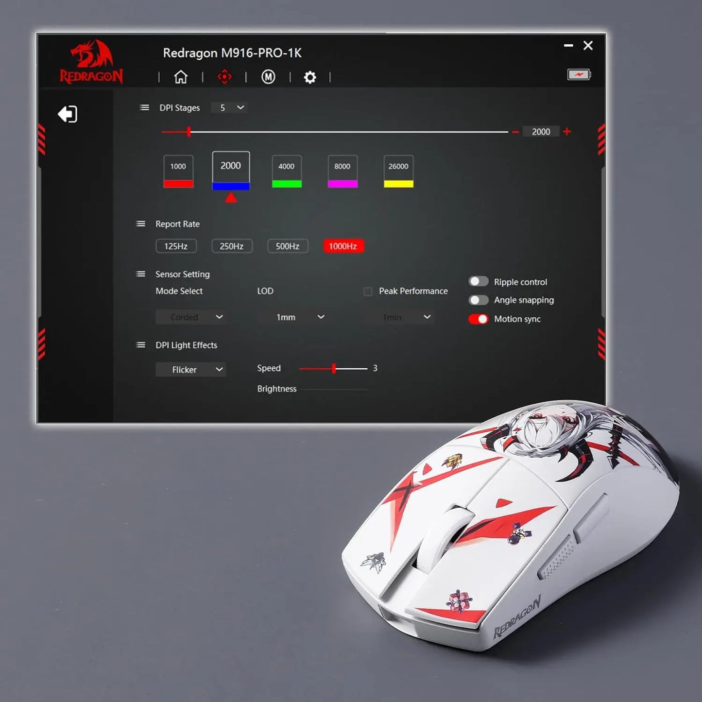 Ultra-Light Wireless Anime RGB Gaming-Maus 26K DPI