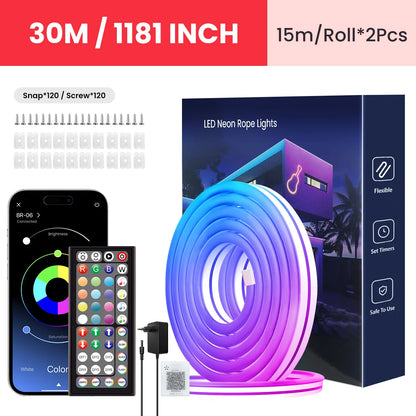 Flexible RGB Neon LED Seillichter mit App- & Fernbedienungssteuerung