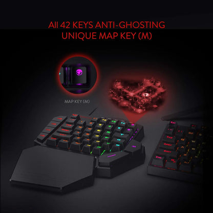 Einhand-RGB Gaming-Keyboard mit 42 Tasten & Handballenauflage