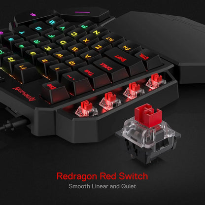 Einhand-RGB Gaming-Keyboard mit 42 Tasten & Handballenauflage
