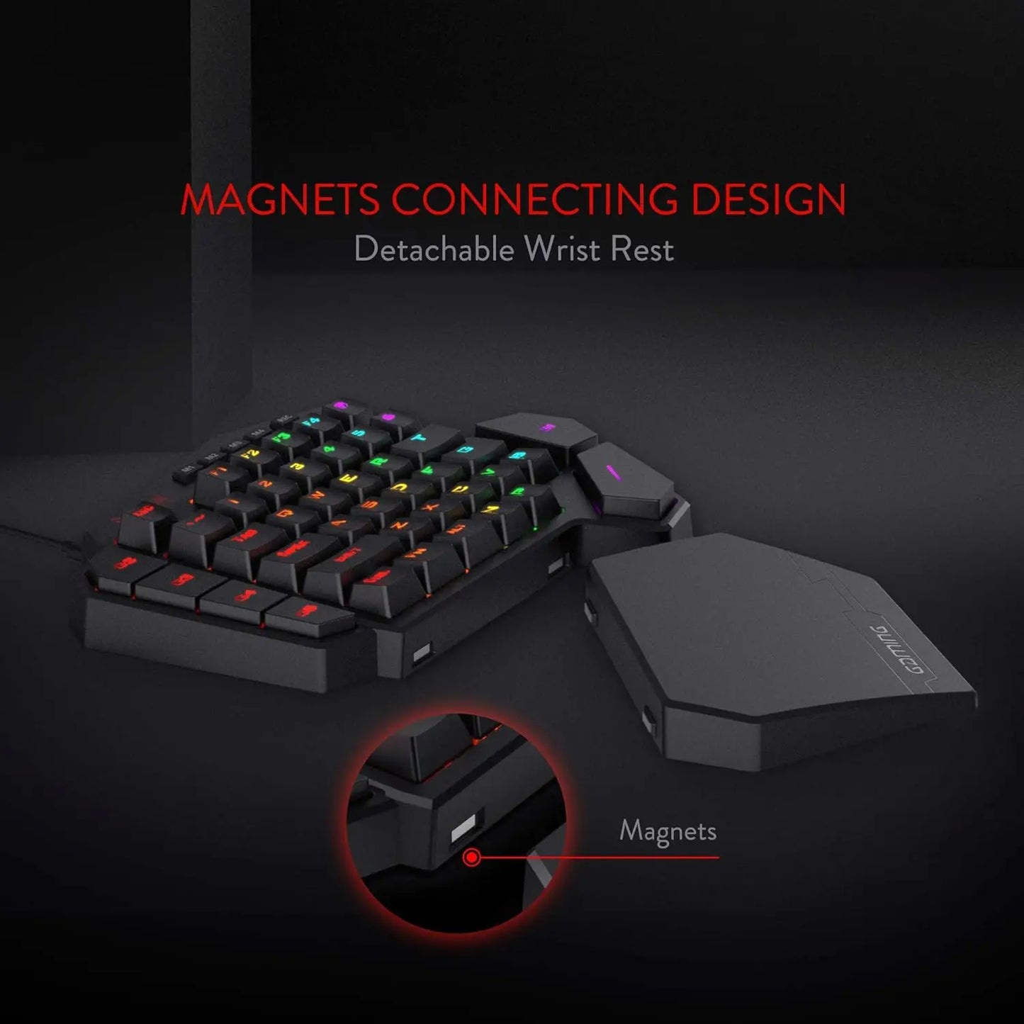 Einhand-RGB Gaming-Keyboard mit 42 Tasten & Handballenauflage