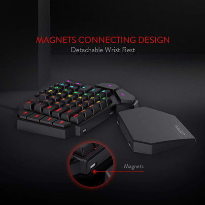 Einhand-RGB Gaming-Keyboard mit 42 Tasten & Handballenauflage