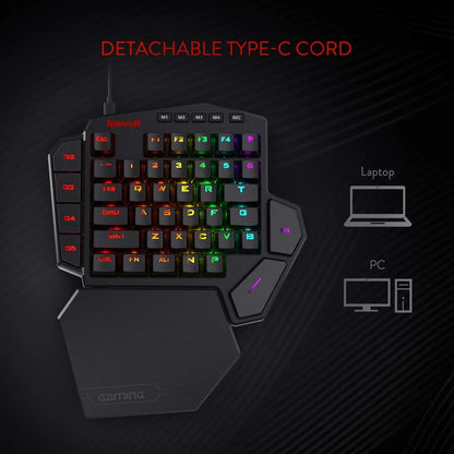 Einhand-RGB Gaming-Keyboard mit 42 Tasten & Handballenauflage