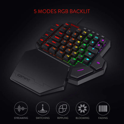 Einhand-RGB Gaming-Keyboard mit 42 Tasten & Handballenauflage